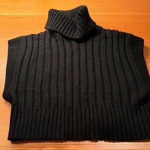 Black Ribbed Turtleneck Sweater Tank